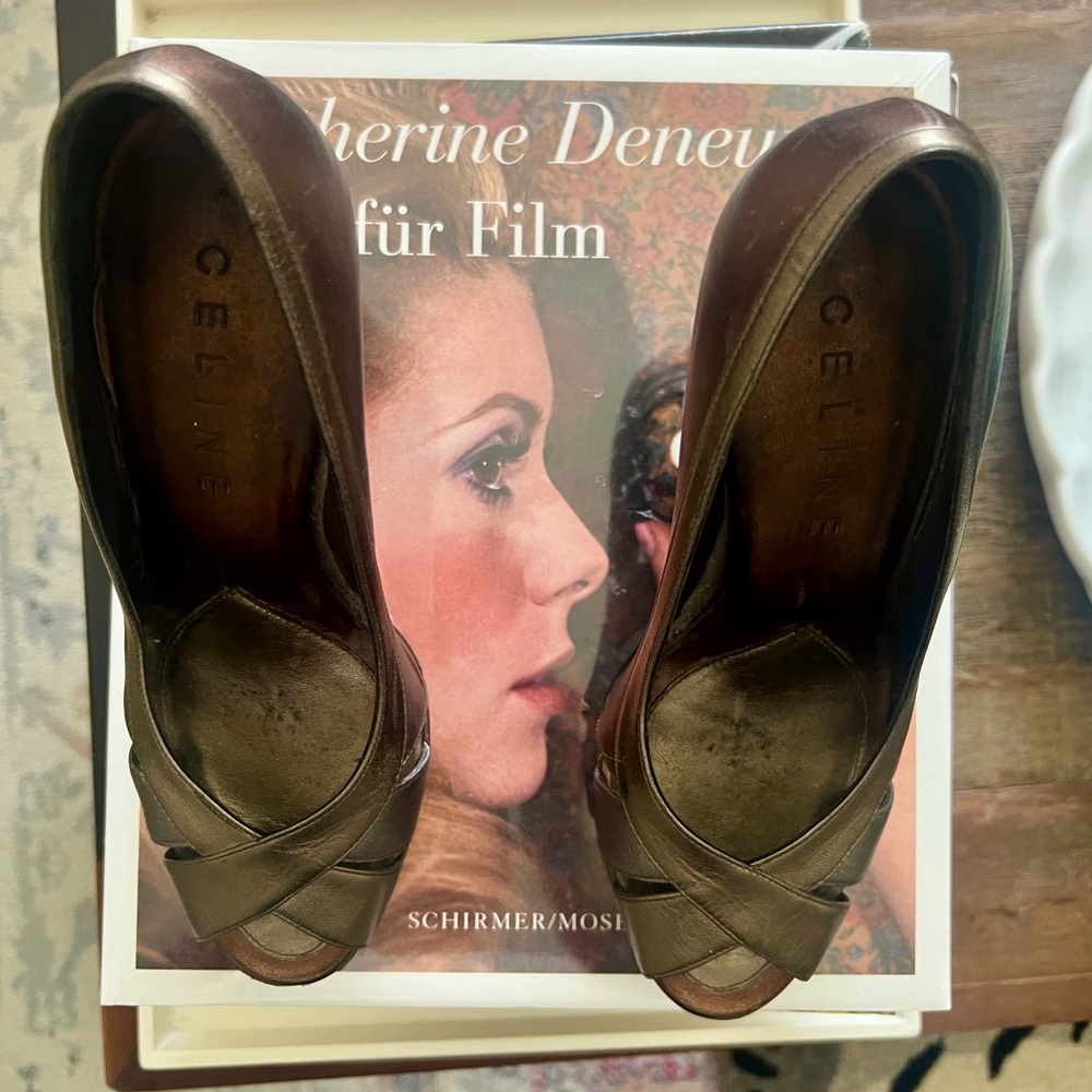Celine Tri Color Metallic  Leather Heels. OLD CELINE / vintage